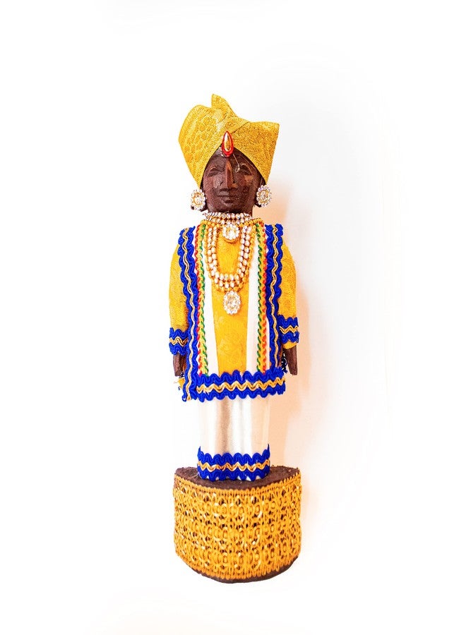 Swaha Marapachi Raja Rani Wooden Doll (20Cm Height) | bommala koluvu Dolls | pattada gombe with Dress | Navratri Special Dolls - Image 3